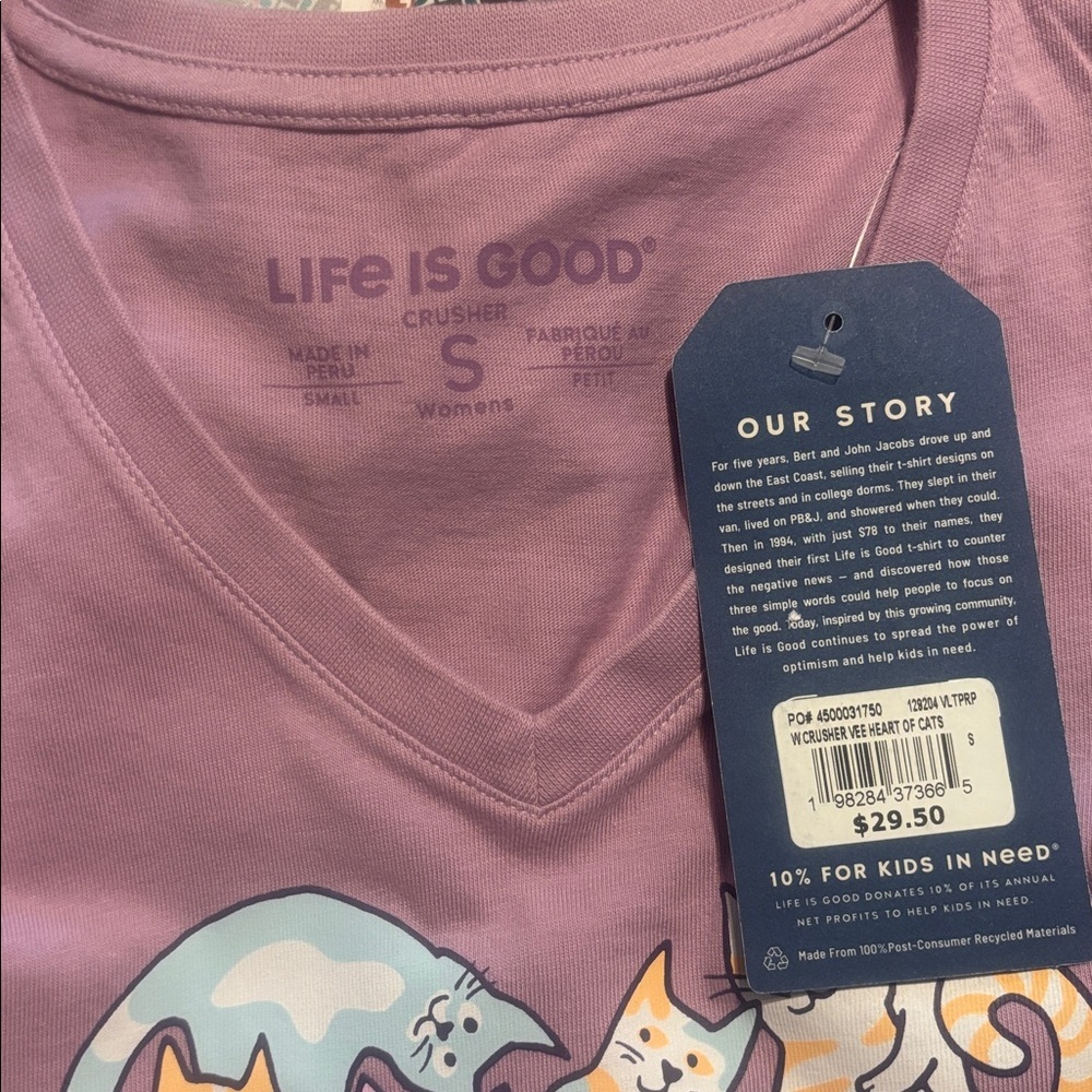Life Is Good Purple Dog Lover Heart T-Shirt Small - Picture 2 of 2